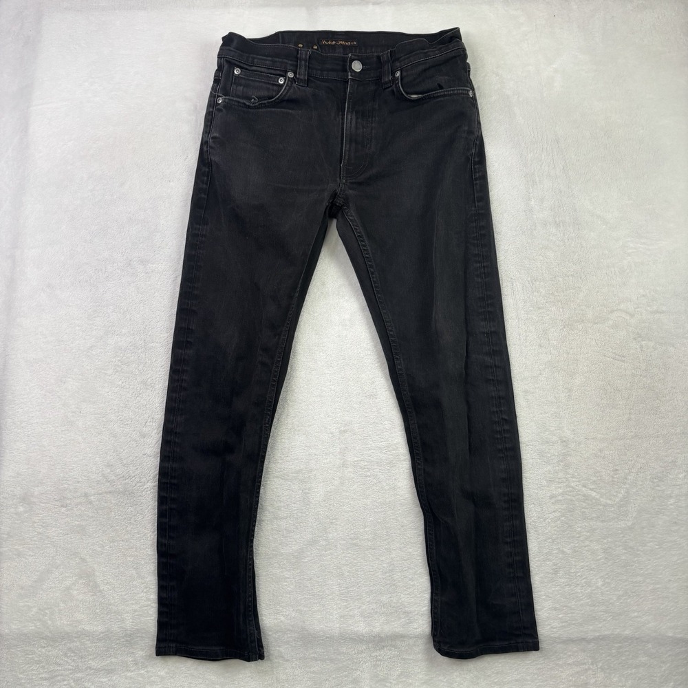 Nudie Jeans Organic Cotton Black Slim Fit Jeans Men's Waist 32" x 30" Inseam